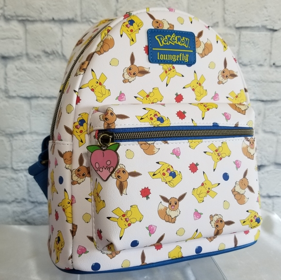 Loungefly Pokemon Eevee Pikachu Berries Mini Backpack Bag New - Picture 14 of 15